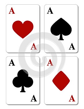 Playing cards, four aces