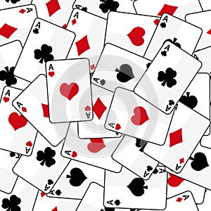 Playing cards with four aces seamless pattern