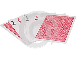 Playing Cards with Four Aces - Winning Poker Hand