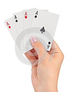 Playing cards in hand