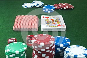 Playing cards hearts cut Dice Poker chips
