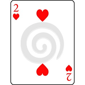 Hearts deuce. A deck of poker cards. photo