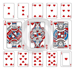Playing Cards Hearts Red Blue and Black