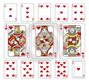 Playing Cards Hearts Red Yellow and Black