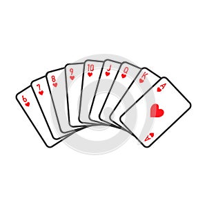 Playing cards hearts suit vector