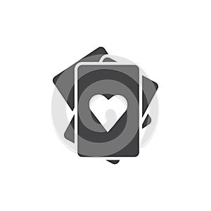 Playing cards icon Flat simple outline set
