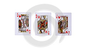 Playing cards isolated on white background. Four aces in a row