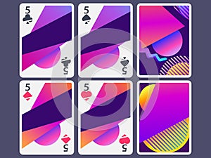 Playing cards in modern style. Gradient shapes, geometric objects. The reverse side of the playing card. Vector
