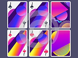 Playing cards in modern style. Gradient shapes, geometric objects. The reverse side of the playing card. Vector