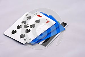Playing cards and plastic card isolate