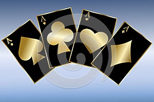Playing cards.Poker cards, black and gold style.