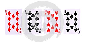 Playing cards for poker game on white background with clipping path.