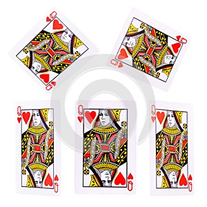 Playing cards for poker game on white background with clipping path