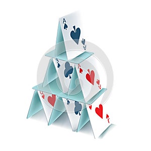 Playing cards pyramid isolated