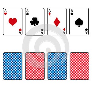 Playing cards set of four ace