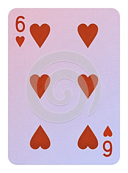 Playing cards, Six of hearts