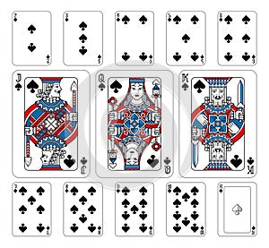 Playing Cards Spades Red Blue and Black