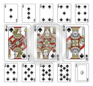 Playing Cards Spades Red Yellow and Black