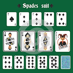 Playing cards spades set