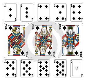 Playing Cards Spades Yellow Red Blue and Black