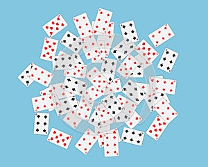 Playing cards. Vector image on a blue background