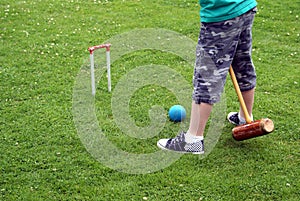 Playing croquet