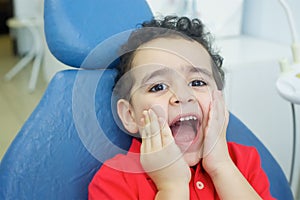 Playing dentist in the dental office.