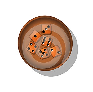 Playing dice in a cup