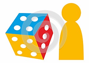 Playing dice and figure, symbol, board game elements, eps.