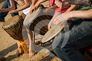 Playing drums