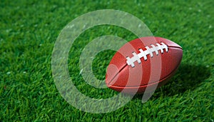 Playing field with grass, ball, and American football generated by AI