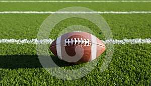 Playing field with grass, ball, and American football generated by AI