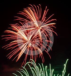 Playing with fireworks in the night sky