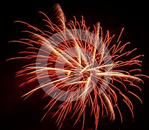 Playing with fireworks in the night sky