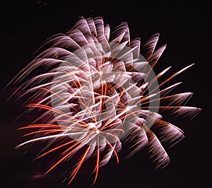 Playing with fireworks in the night sky