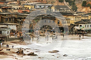 Playing football on Cape Coast foreshore photo