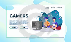 Playing games flat vector illustration