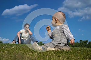 Playing on the grass