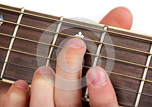 Playing Guitar fretboard