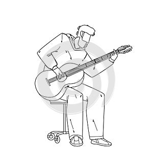 Playing Guitar Musician Instrument Boy Vector Illustration