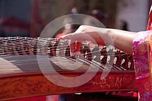 Playing guzheng photo