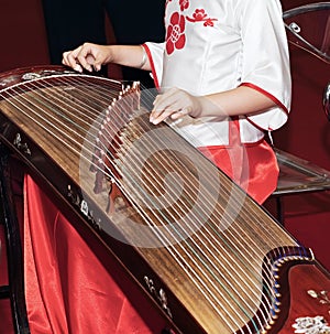 Playing guzheng photo