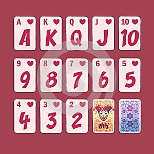 Playing hearts card set - original playing cards for various applications