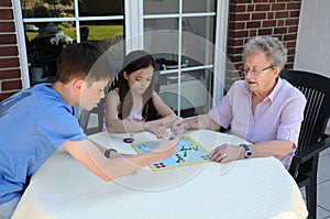 Playing ludo with grandma