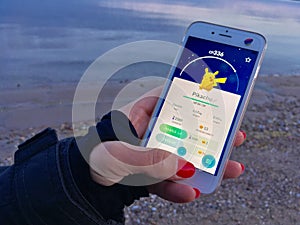 Playing Pokemon Go in the nature