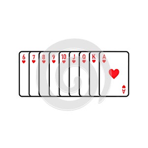 Playing cards hearts suit vector