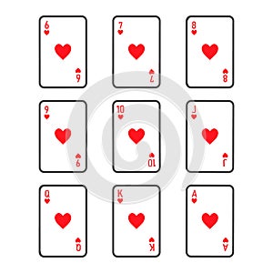 Playing cards hearts suit vector