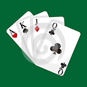 Playing Poker Cards Vector illustration, win gambling casino icon