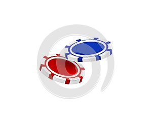 Playing poker chips. Red and blue circle for gambling