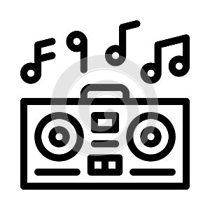 Playing Record Player And Musical Notes Vector